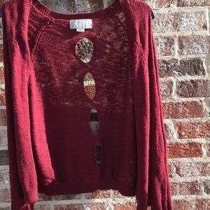 Distressed maroon sweater